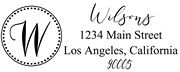 Solid Line and Dot Border Letter W Monogram Stamp Sample